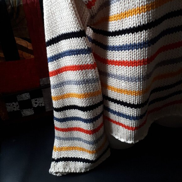 DEX Sweater - Sz. Med. - Ivory with horizontal striping. - Picture 3 of 4